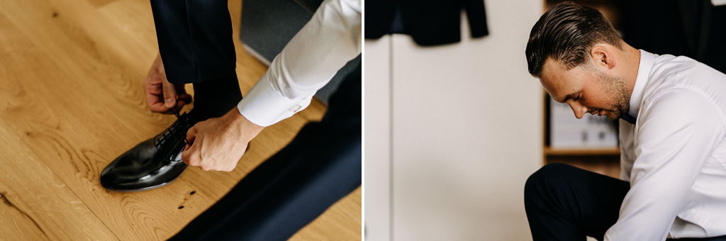 FotogZakładanie butów - Przygotowania u Pana Młodegoraf Ślubny Przygotowania u Pana Młodego